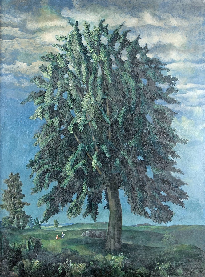 Carlo Mense, Landschaft mit Kirschbaum