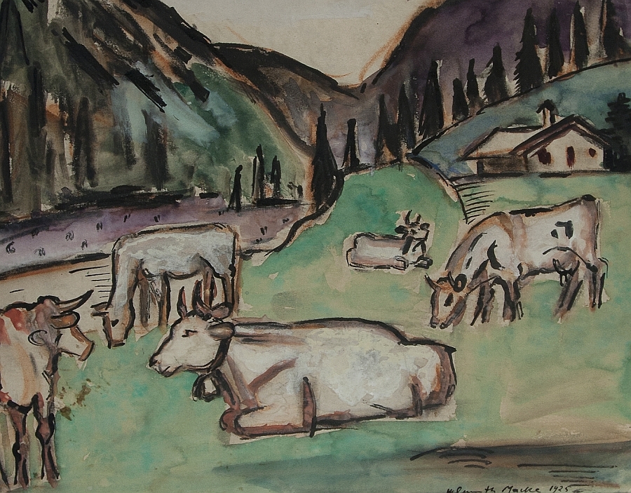 Helmuth Macke, Kühe im Voralpenland, 1925