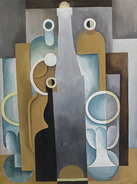 Hans Carp, Stillleben mit Glas und Flaschen